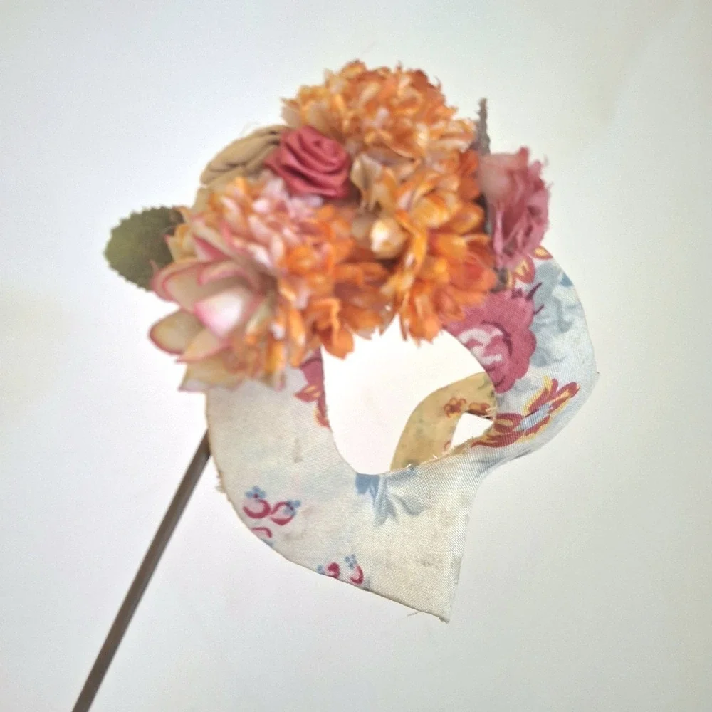 Vintage Floral Handmade Masquerade Mask Victorian Fabric